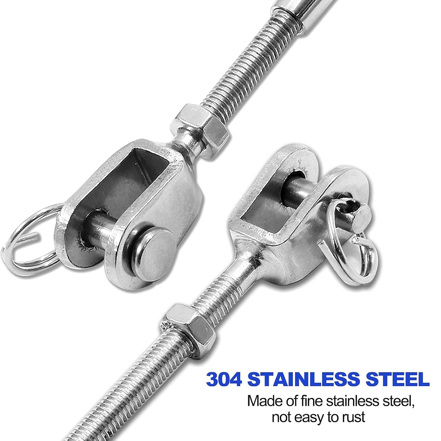 2PCS 3/16″ (M5) Turnbuckle Stainless Steel Jaw and Rigging M5