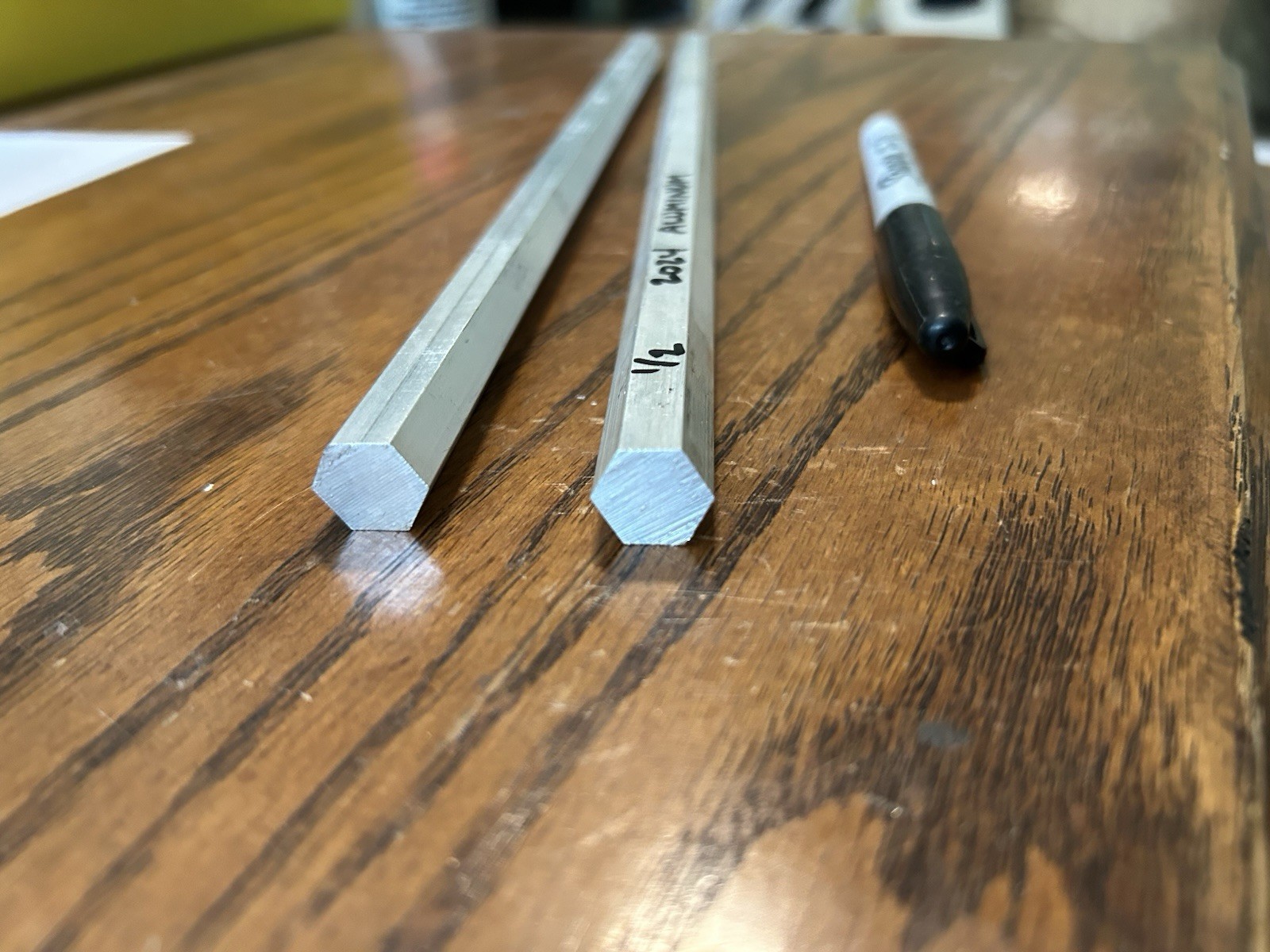 1/2″ x 12″ long, 2024 Aluminum Hex Bar, Lot of 2