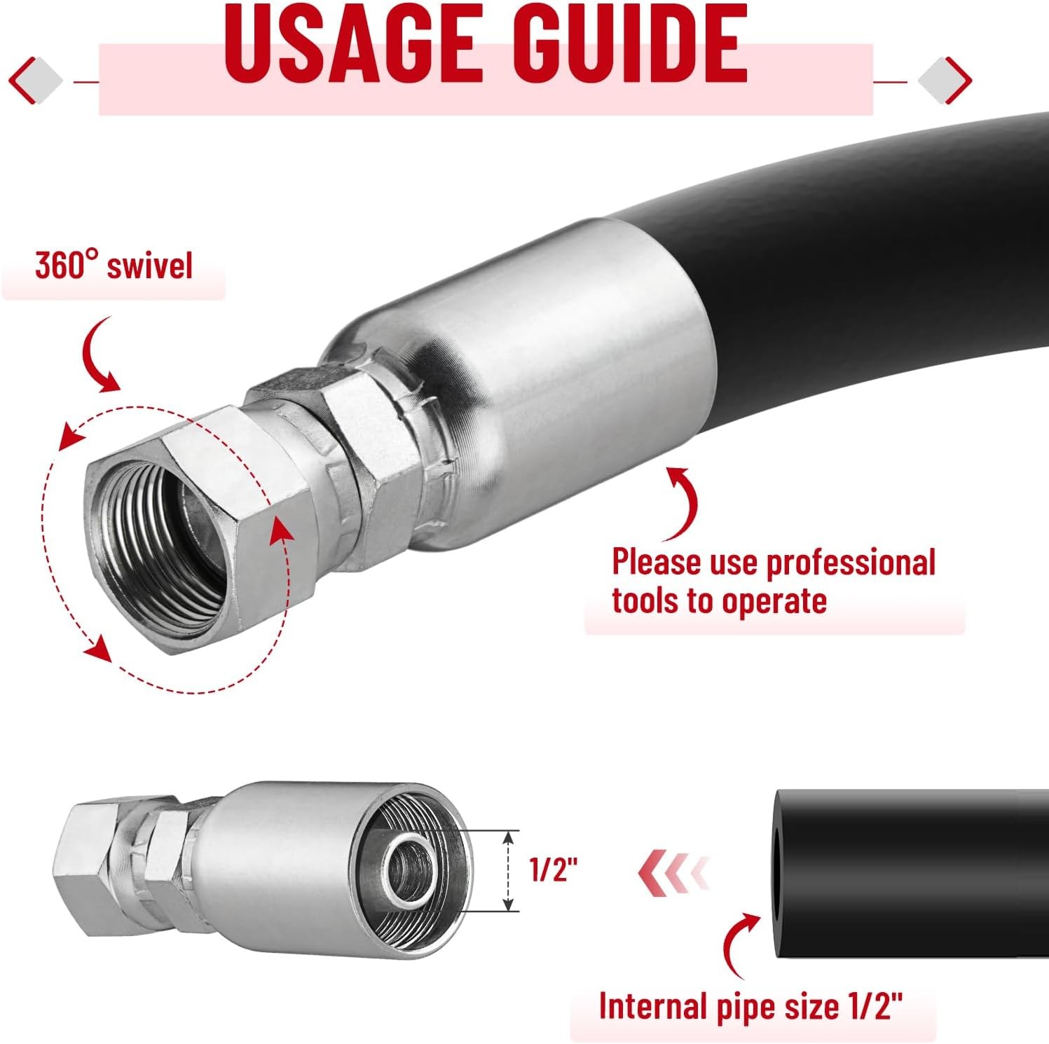 1/2″ Hose x 1/2″ JIC 37° Female Hydraulic Hose End Swivel Crimp Fitting 12 Pack