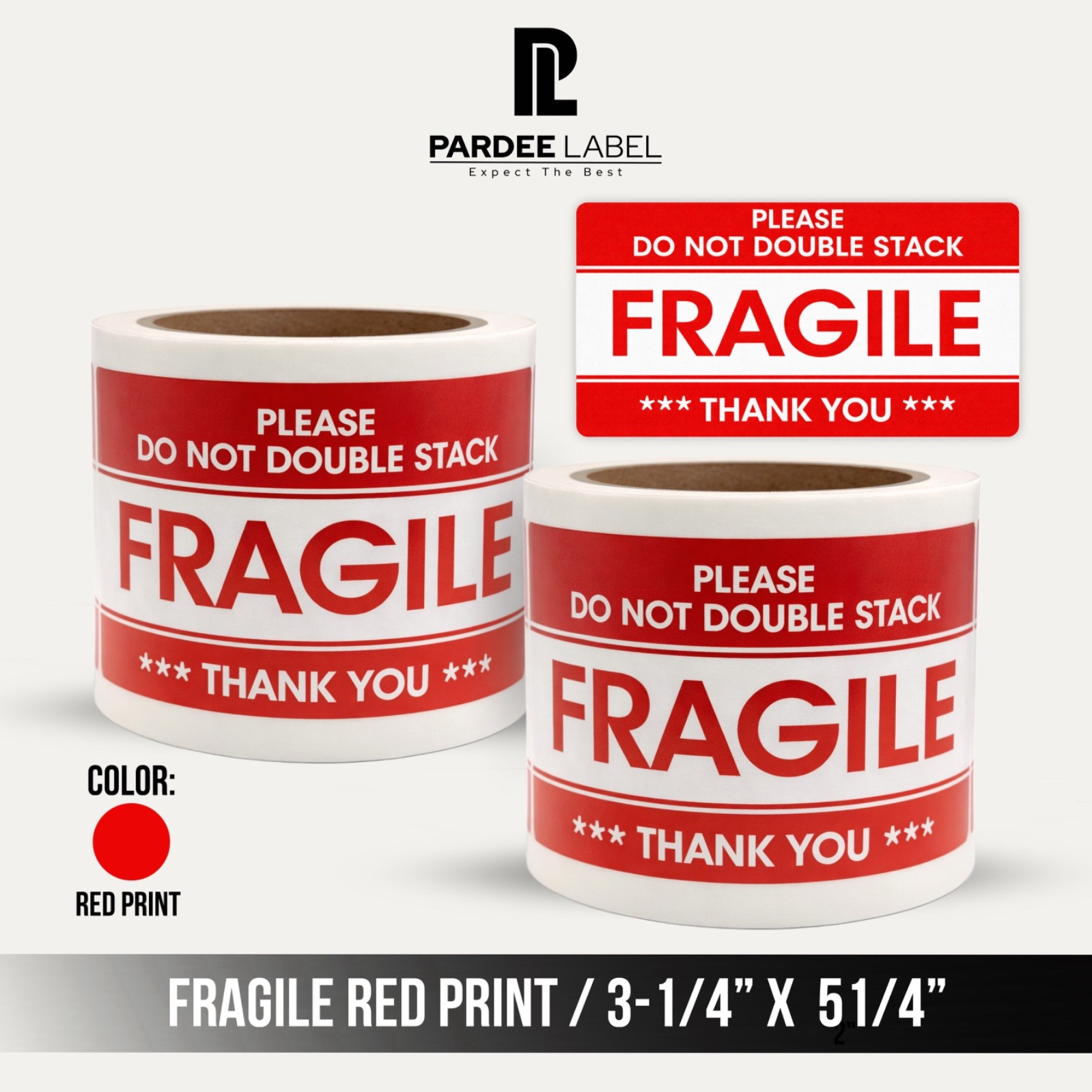 Fragile Stickers Red Print 3-1/4″ x 5-1/4″ – 250 Labels/Roll – Shipping Labels