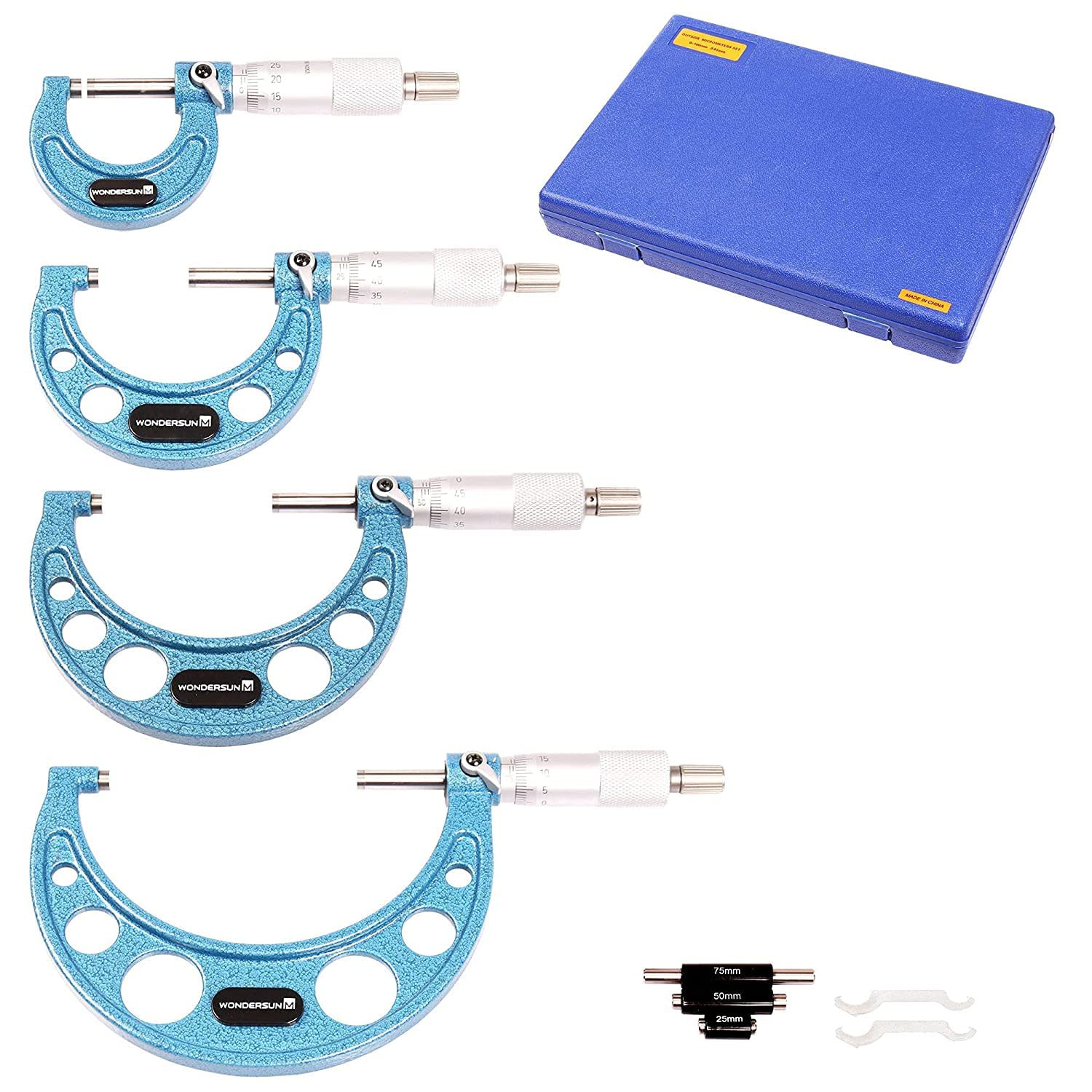 4 Pcs outside Micrometer Set, Professional Precision Machinist Tool Kit, 0-1″/1-