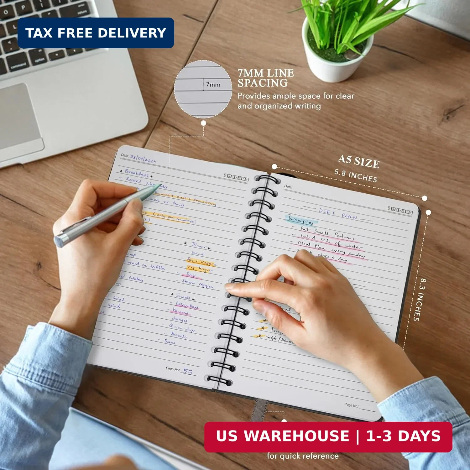 Nextnoid Lined Spiral Notebook Journal For Women & Men – A5(5.8″ x 8.3″) 170 Pag