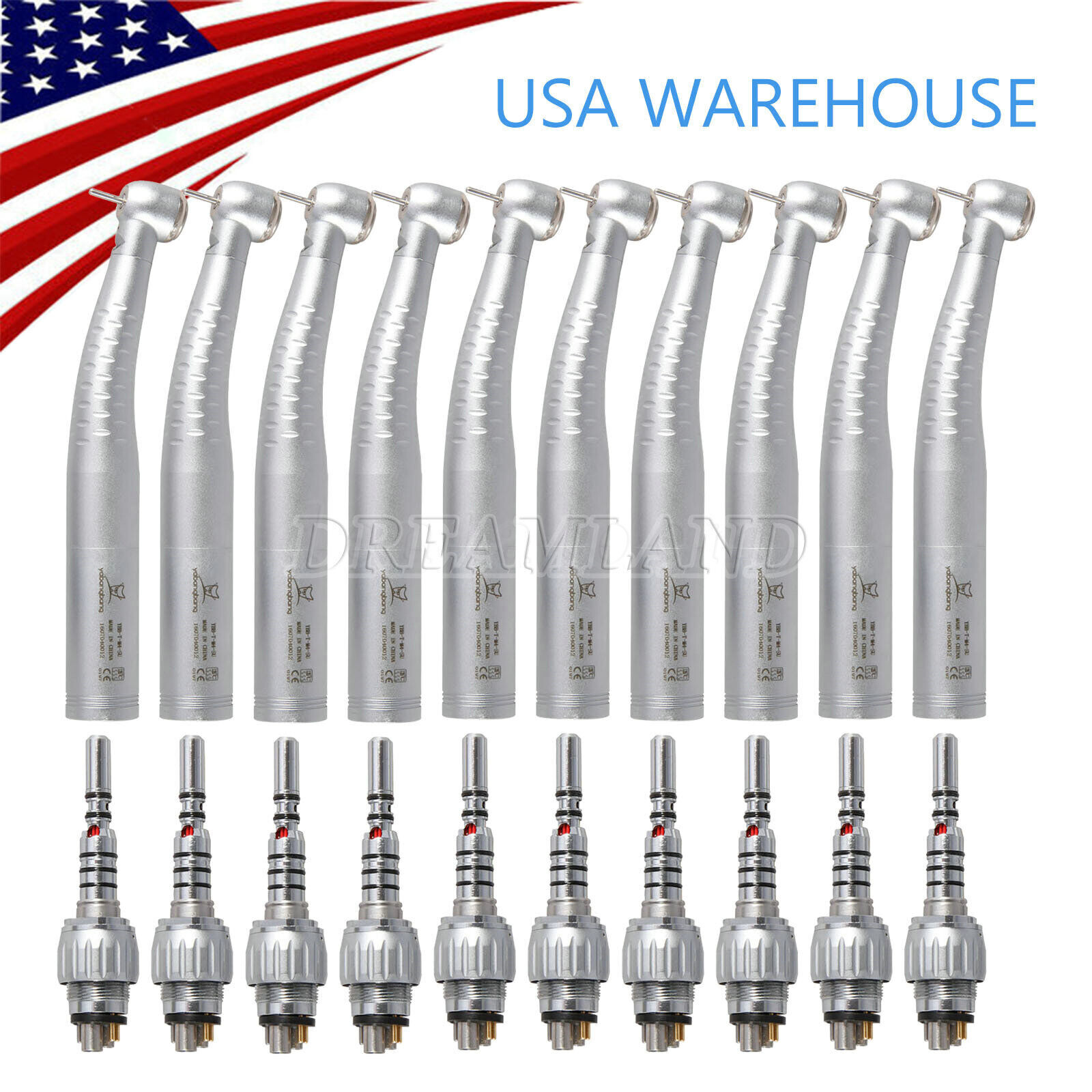 1-10 KaVo Style Dental Fiber Optic High Speed Handpiece 6Hole LED Coupler YD6