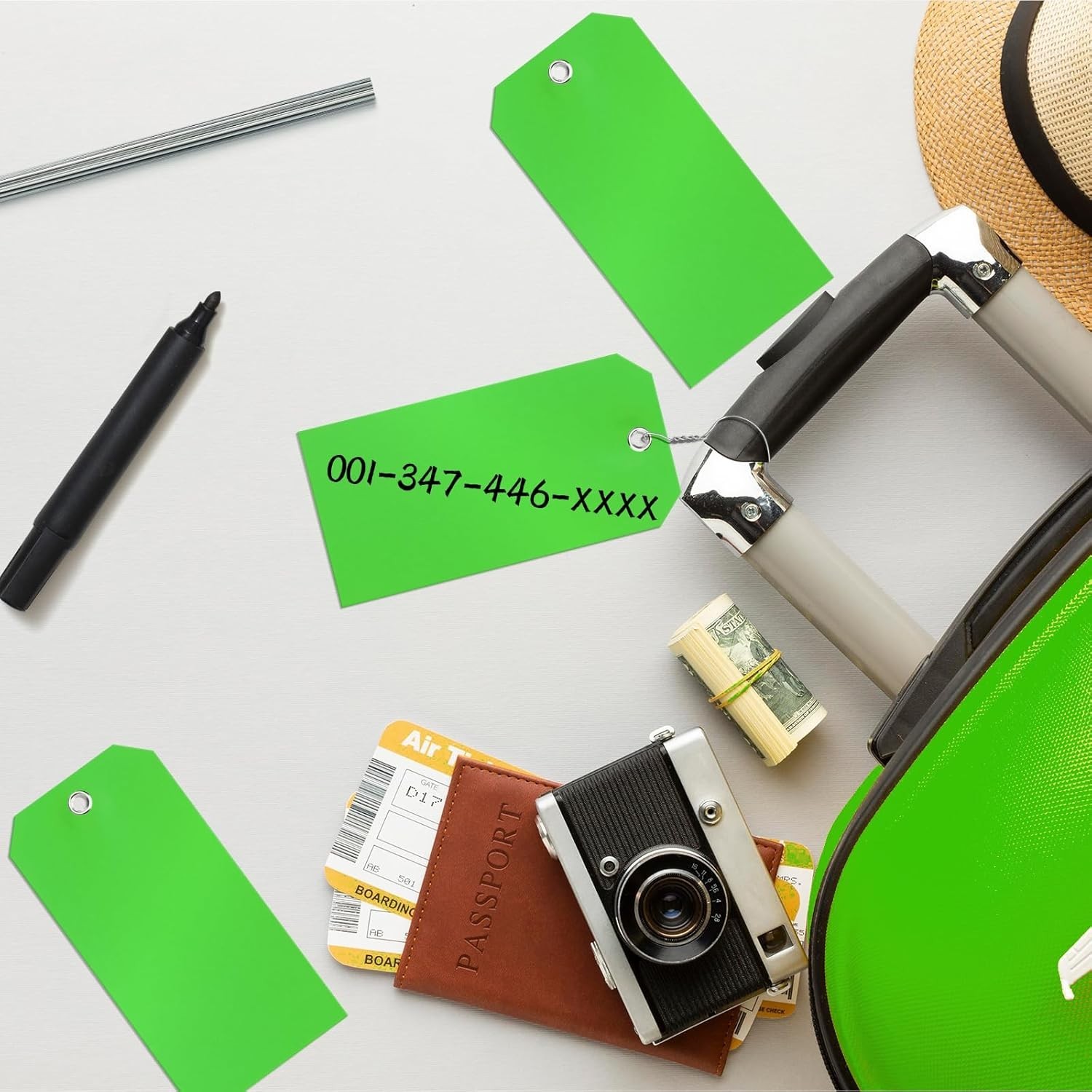High-Quality 100 Pcs Tear-Resistant Green Tags with Wire – Multi-Purpose Use