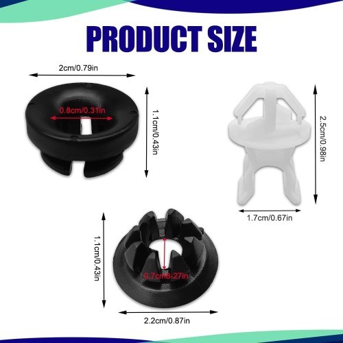 6PCS Hood Prop Rod Holder Clips, Black and White Engine Hood Stay Color: 6PCS