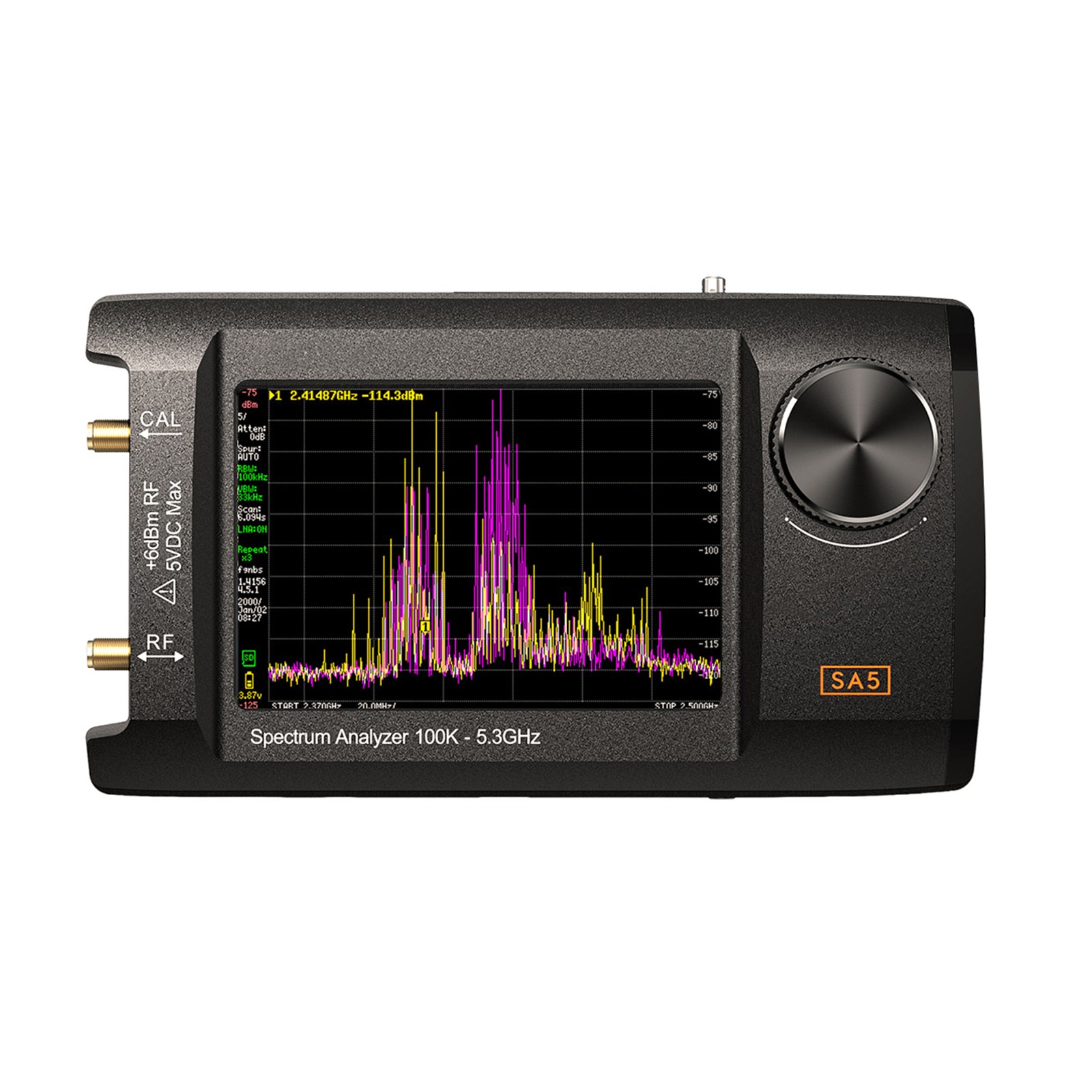 4″ IPS LCD SA5 Multifunctionl Spectrum Analyzer 100k-5.3GHz Signal Generator