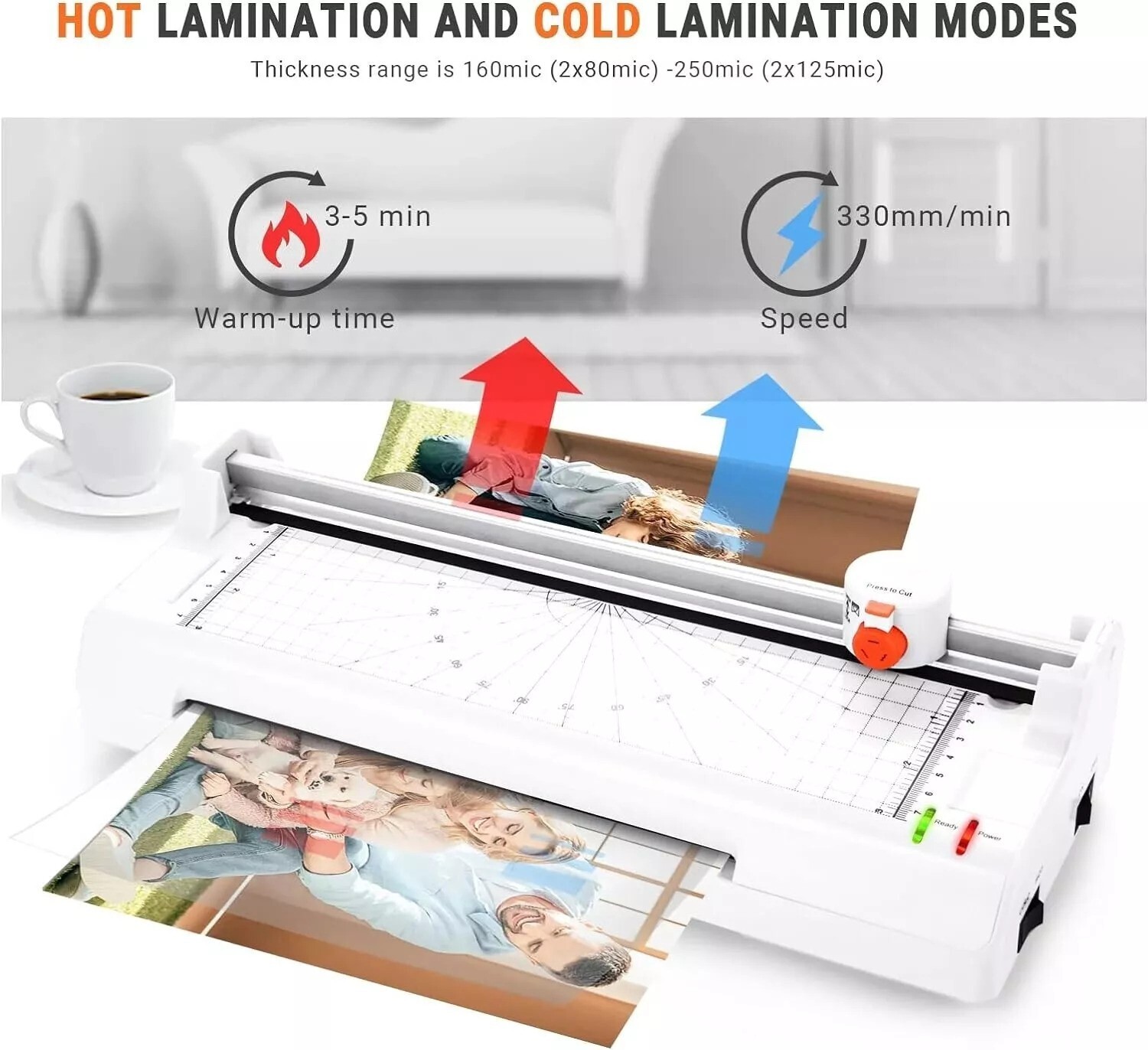 Tacklife MTL02 5-in-1 Hot/Cold Laminator for Home/Office – Laminating Machine