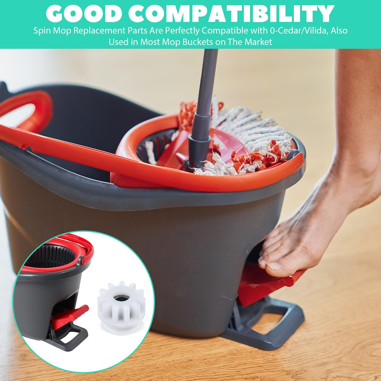 2 Pcs Spin Mop Replacement Diameter: 0.98 inches, Height: 0.7 6pcs
