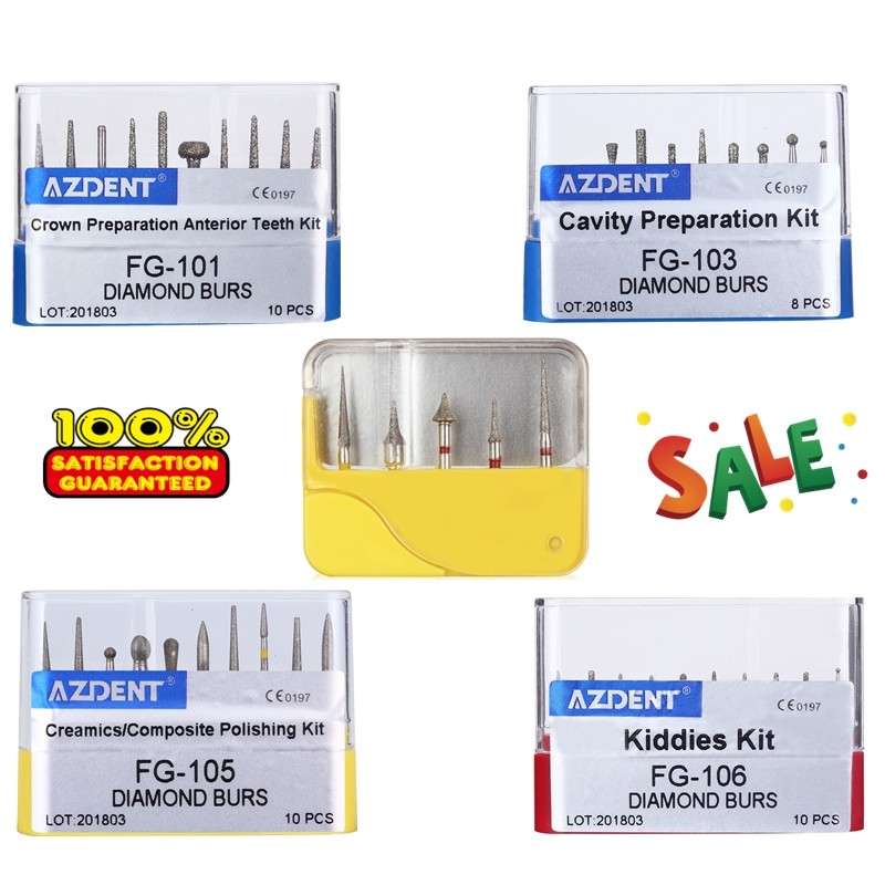 Fresas de Diamante Dental Kit de Taladros para Alta Velocidad Pieza de