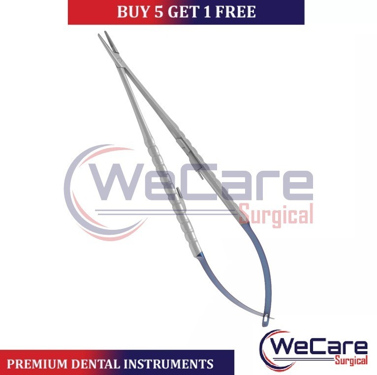 Dental Micro Surgery Needle Holders Air Castroviejo Tungsten Carbide 18cm BLUE