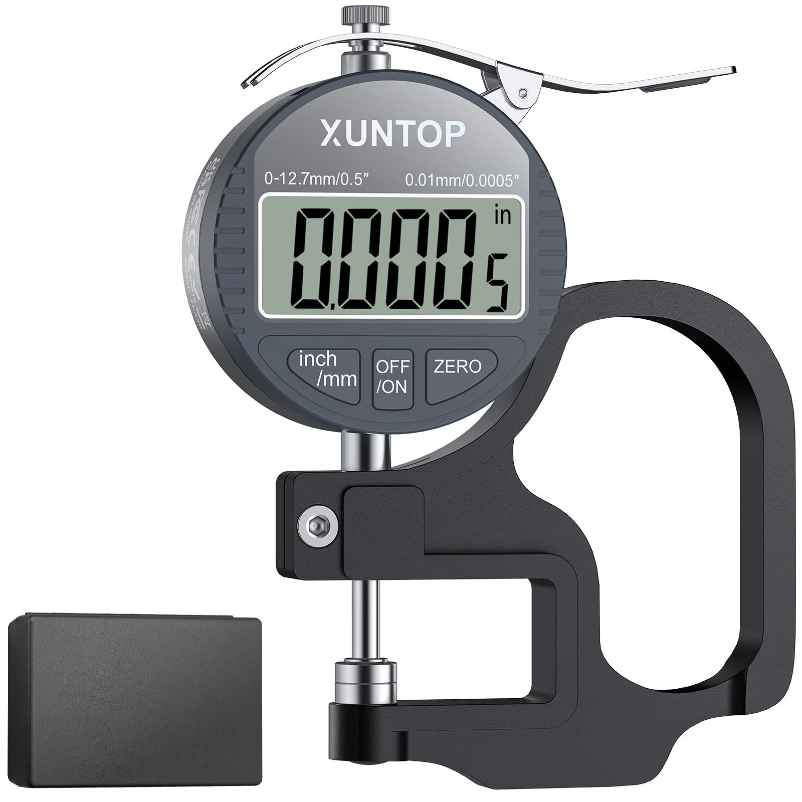 XUNTOP Digital Thickness Gauge 0.5inch/0.0005inch(12.7mm/0.01mm) Thickness Me…