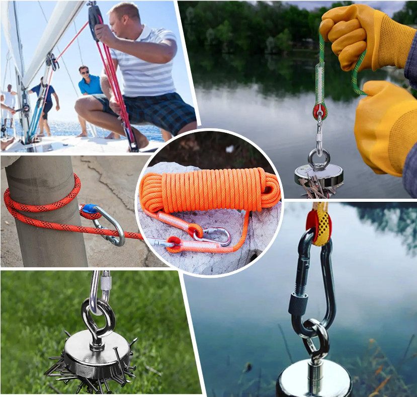 Fishing Magnet Kit Up to 1800 Lbs Pull Force Strong Neodymium + Rope + Carabiner