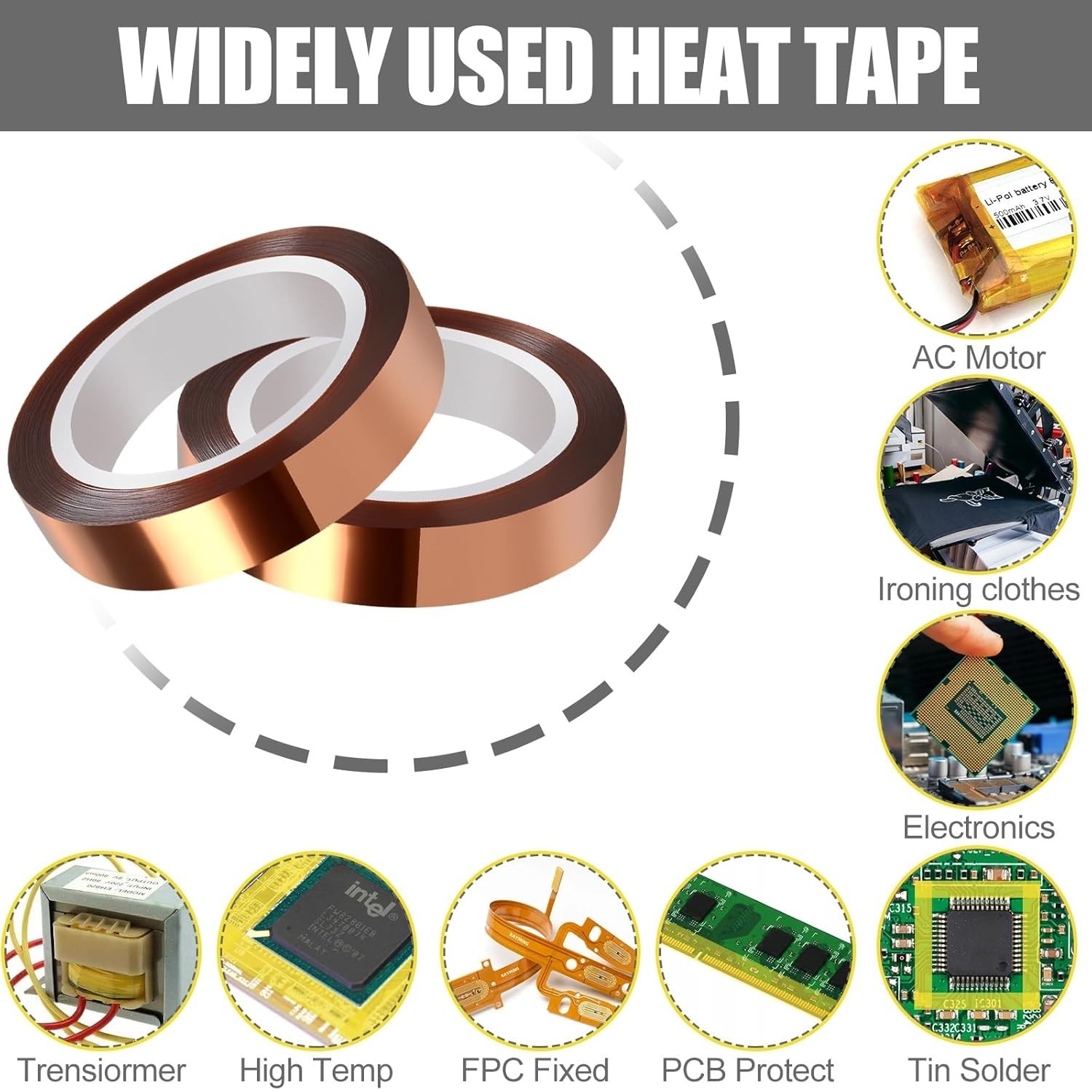Heat Tape, High Temperature Heat Resistant Tape for Sublimation, 6 Rolls 10Mm*16