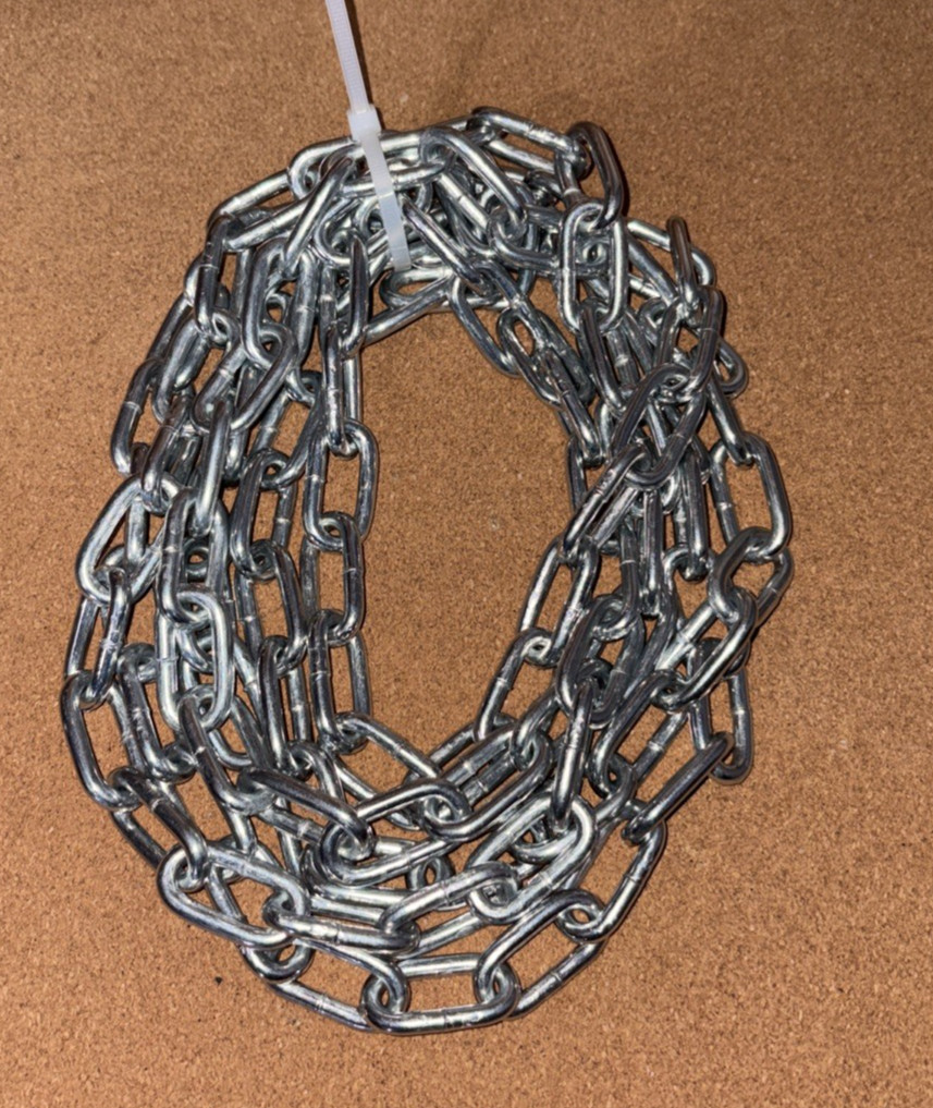 Coil Chain 10ft 10’ 5mm 3/16” 1100 lbs Rating – No Hooks – Q235 Steel