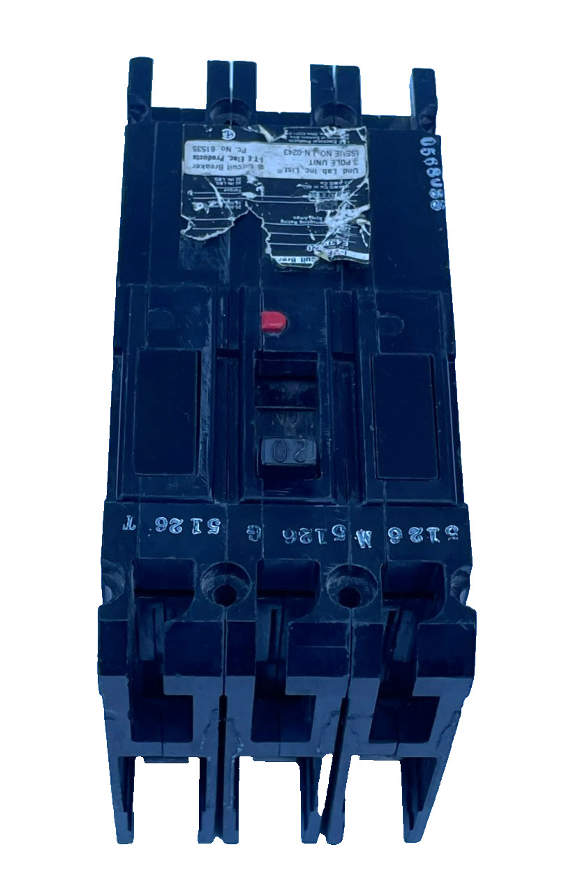 I-T-E Circuit Breaker 20 Amps 3 Pole 480 VAC E43B020