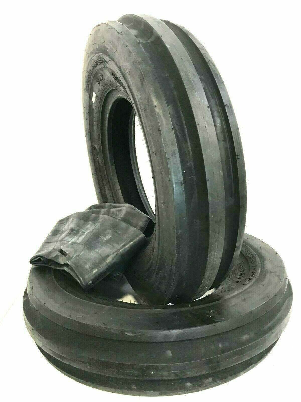 TWO 600-16 TRACTOR TIRES THREE RIB W/TUBES F2 TRI RIB 6.00 16 3 RIB