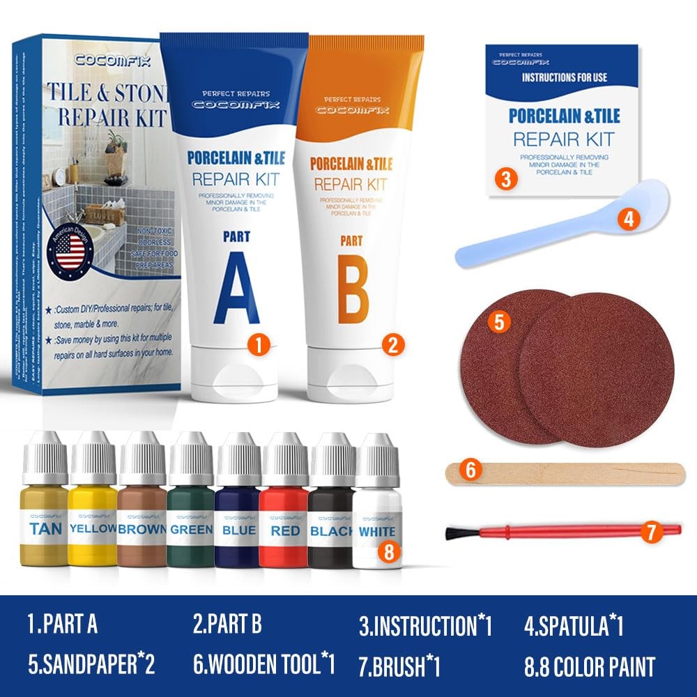 Tile Repair Kit, Ceramic Tile Chip Repair Kit(Color Match), Porcelain Repair Kit