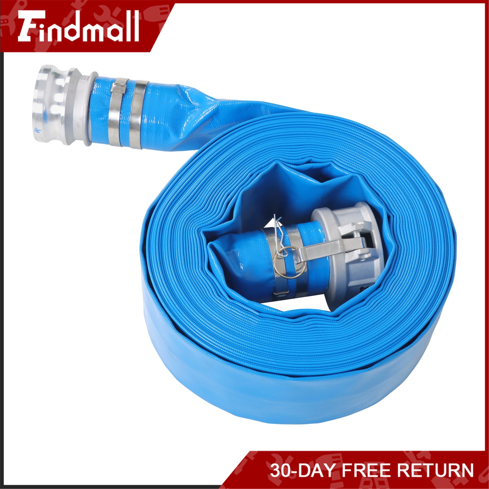 Findmall 3 inch Suction Hose Pump Kit Includes 65ft Blue Hose & 20ft Green Hose