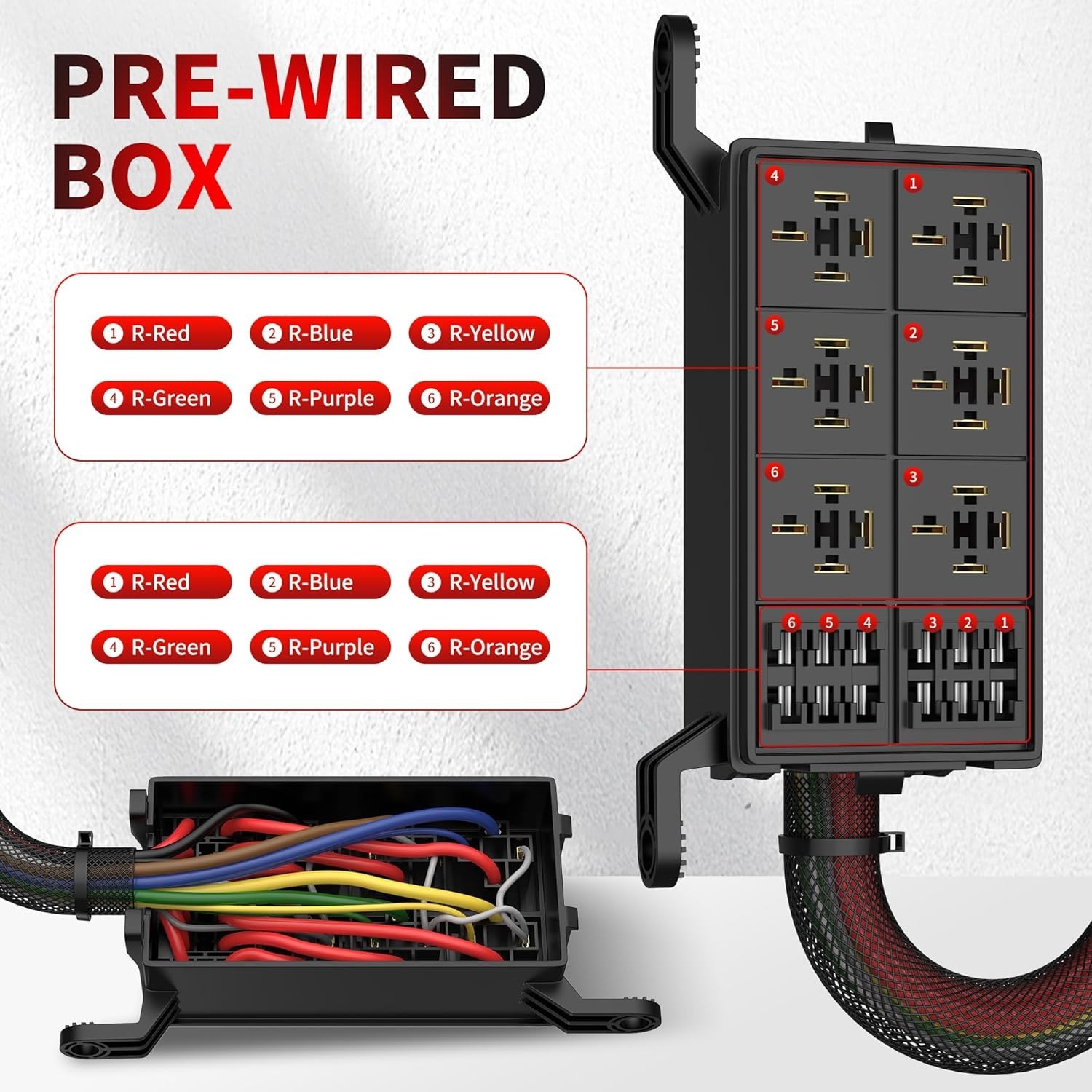 6-Way Pre-Wired Relay Fuse Box for Automotive & Marine – Superior 40A Protection