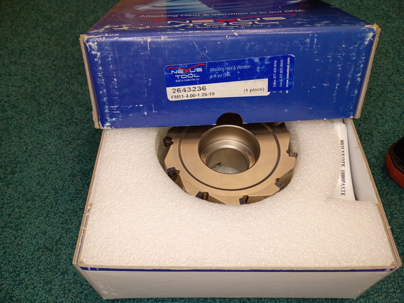 Nexus Tool 4″ Indexable Face Mill 2643236, 90° 1-1/4″ SHK FM11-4.00-1.25-10