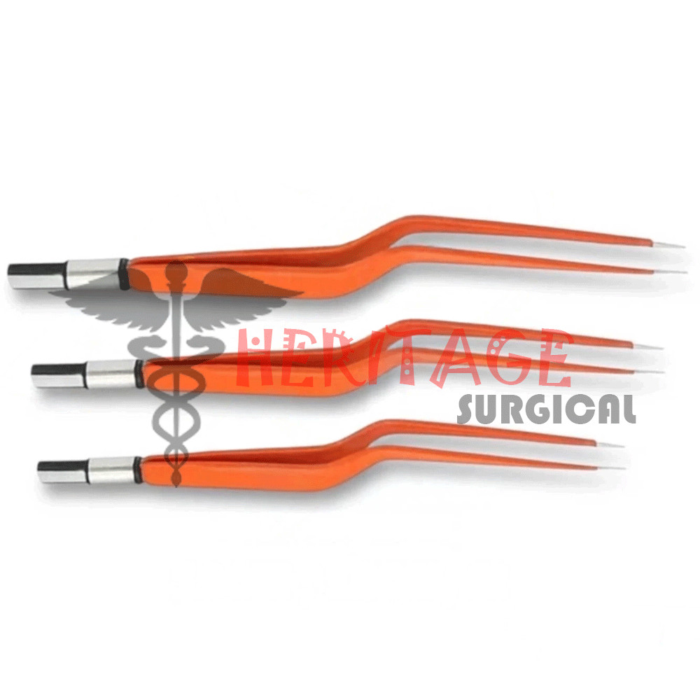 New Non-Stick Bayonet Bipolar Forceps 3 Pcs & 3mtr Cord Of A+ Quality