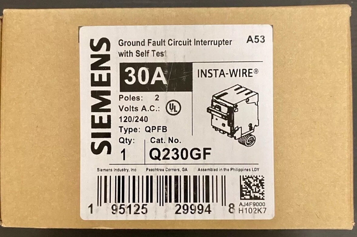 New Siemens Q230GF Ground Fault Circuit Interrupter with Self Test 30amp