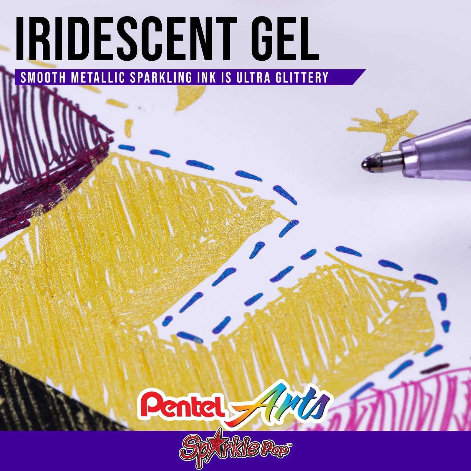 Pentel Sparkle and Krazy Pop, Metallic Gel Ink Pen, (1.0mm), Bold Line, Assorted
