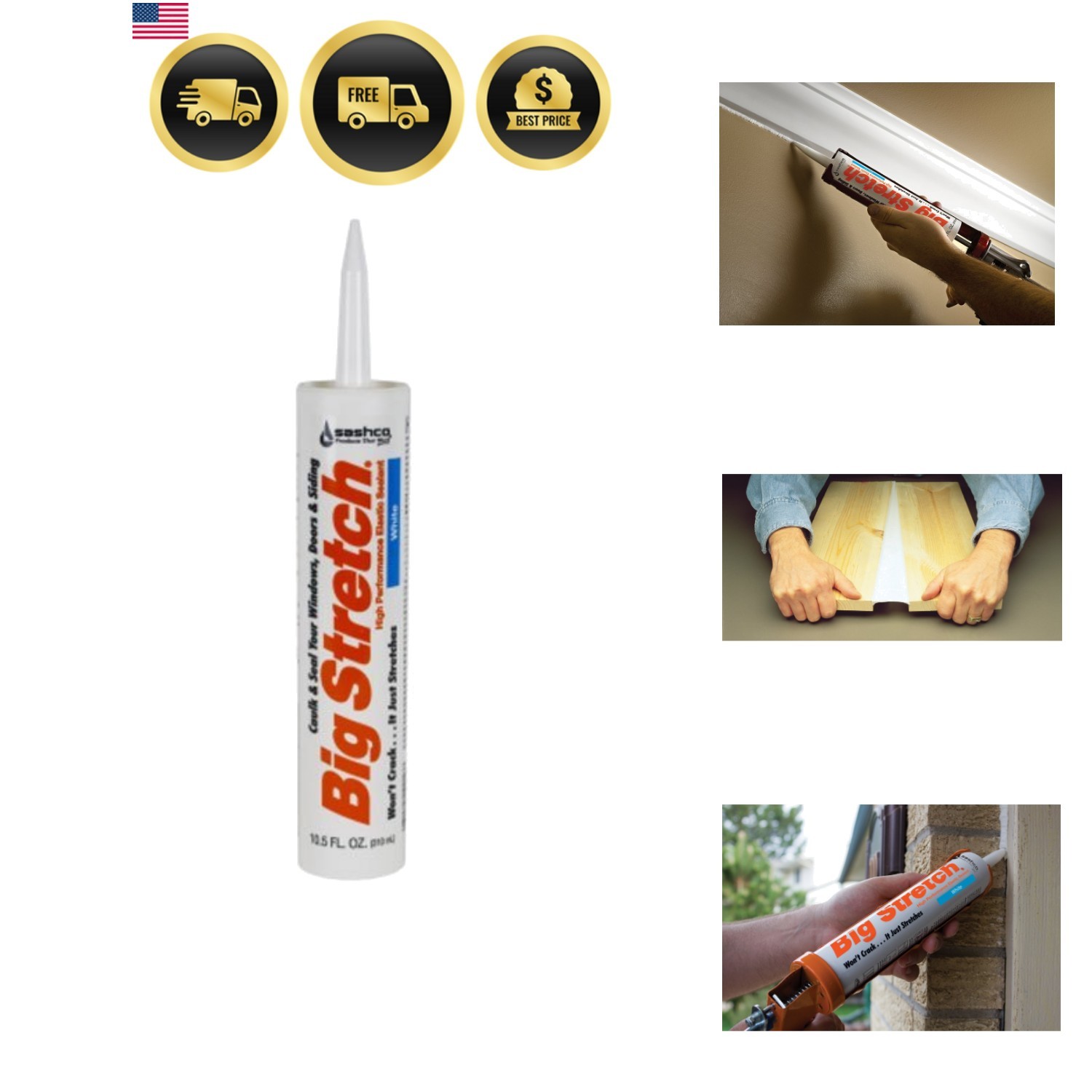 10016 10.5oz 10016 Big Stretch Caulk 10.5-Ounce Cartridge, White