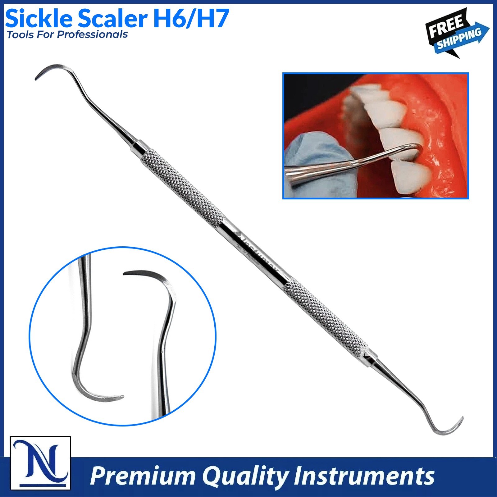 H6/H7 Escalador Sickle – Herramienta Dental Profesional Limpieza de Sarro