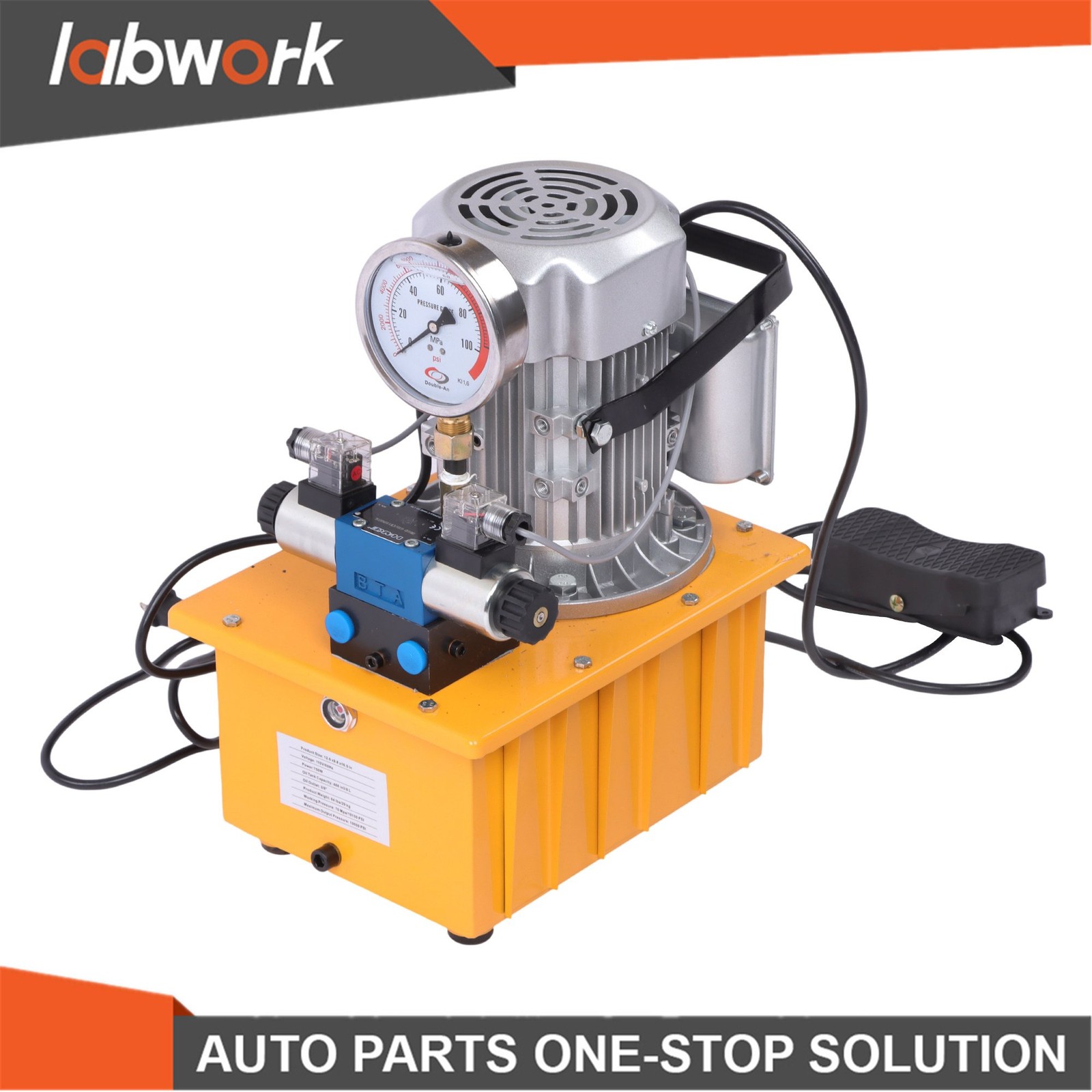 Labwork 10000 PSI Double Acting Hydraulic Pump 8L 0.7L/min 750W 110V