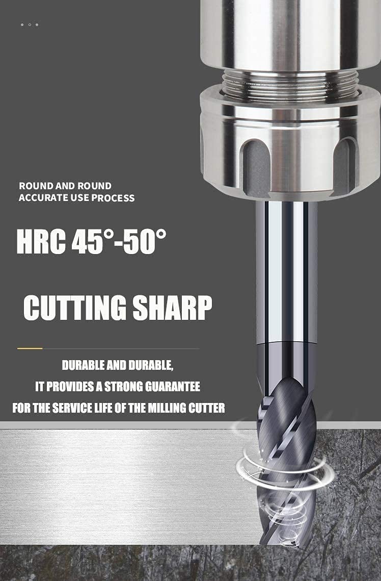8pcs 2-12mm CNC Square Nose End Mills,Carbide Tungsten Steel 4 Fultes Milling