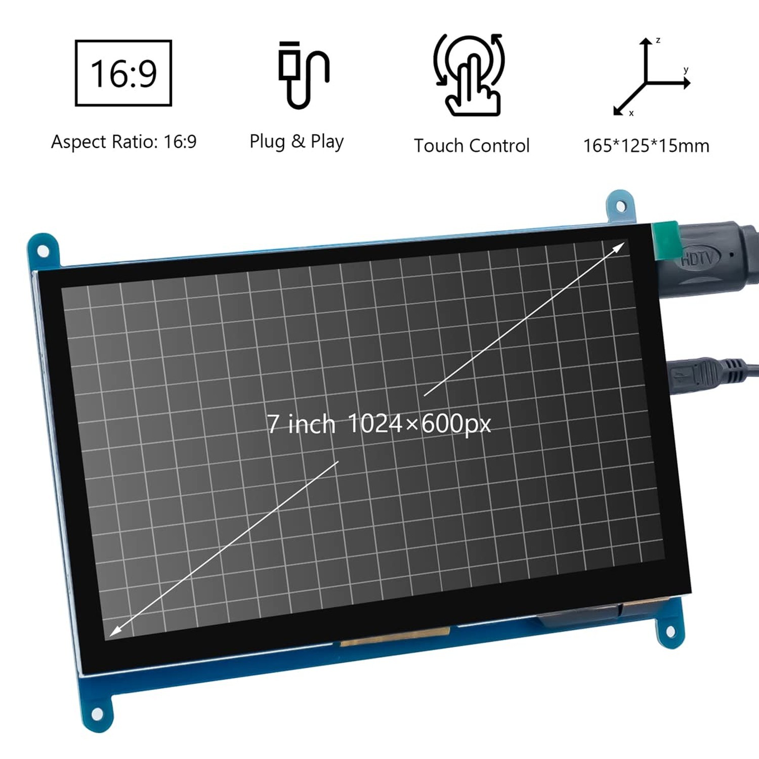 Hosyond 7 Inch IPS LCD Touch Screen Display Panel 1024×600 Capacitive Scree