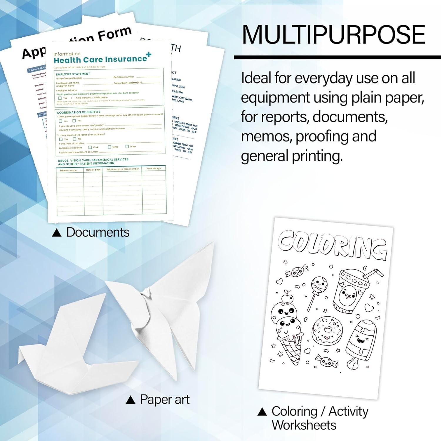 White Multipurpose Paper, 8.5 x 11 in, 50 Sheets | 20 lb 75 gsm, 100% recycle…