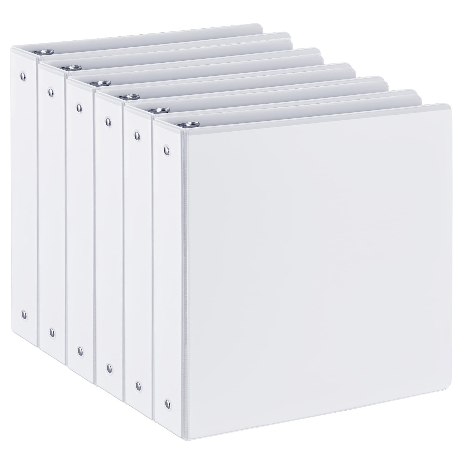 6 PCS White 1.5Inch 3 Ring Binder 2 Pocket Holds 325 Sheet 8.5×11″ Letter