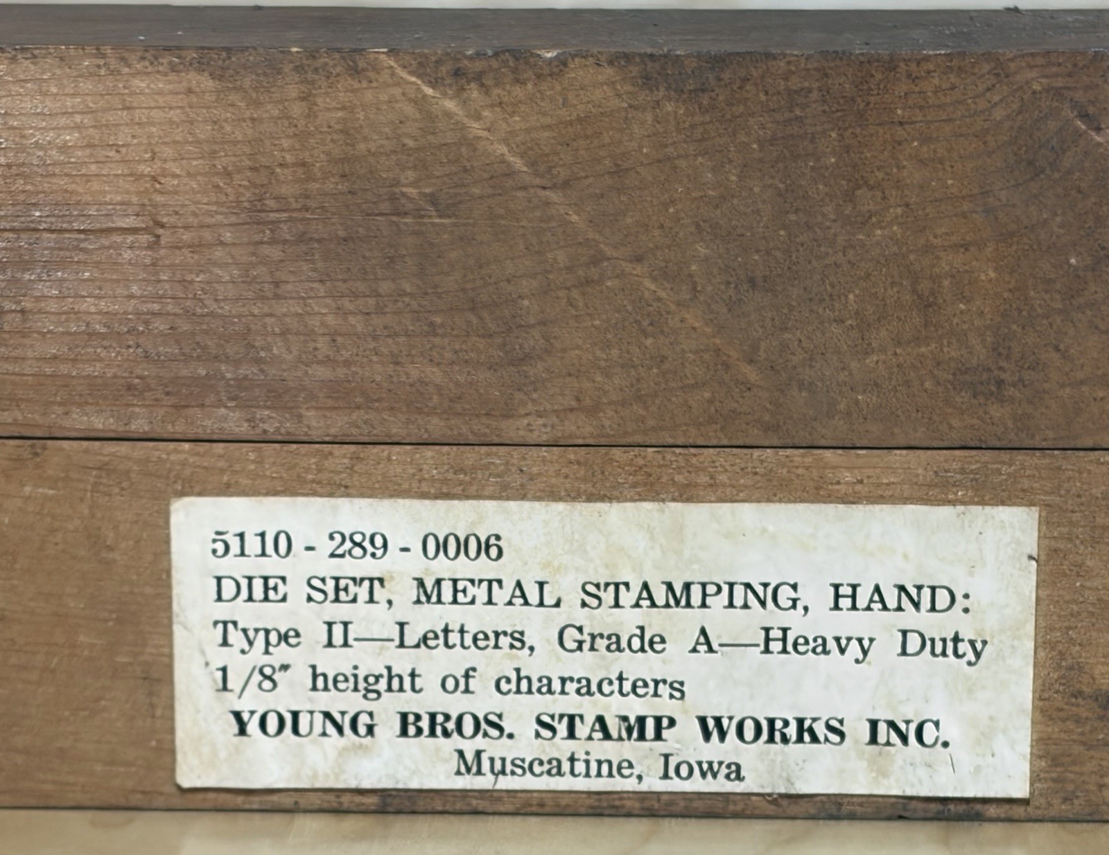 Vintage Young Bros 1/8″ Steel Letter Stamp Set 5110-289-0006 USA Machine Made