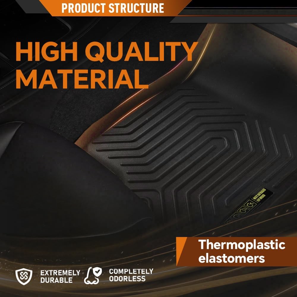 TPE Floor Mats 3PCS for Volkswagen Tiguan 2018-2023 All-Weather Black