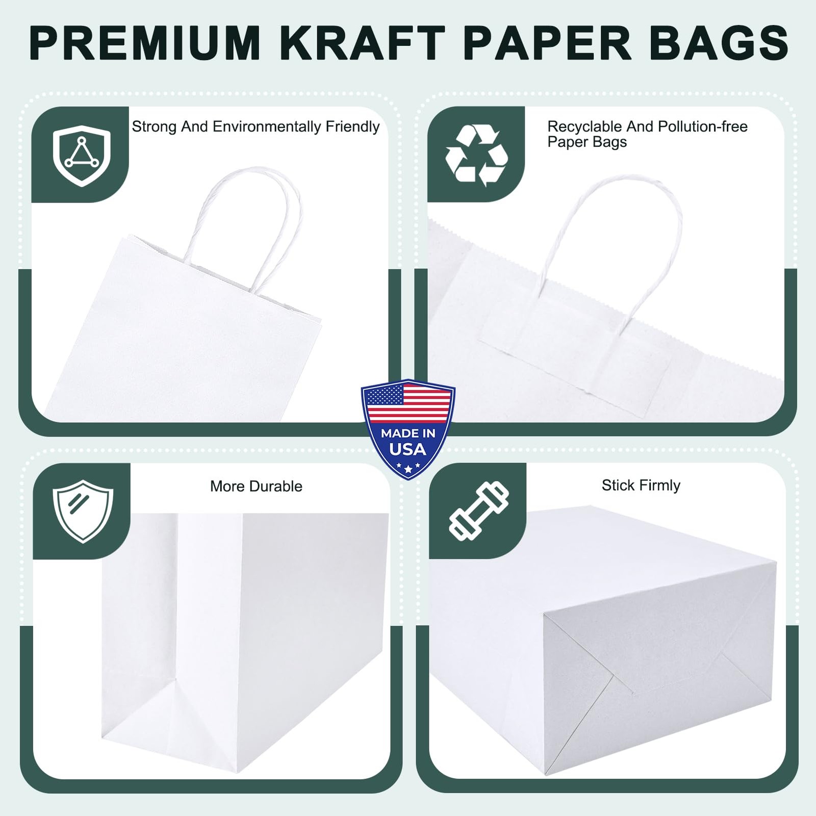 METRONIC Gift Bags 5.25×3.75×8 1 Count (Pack of 100), White
