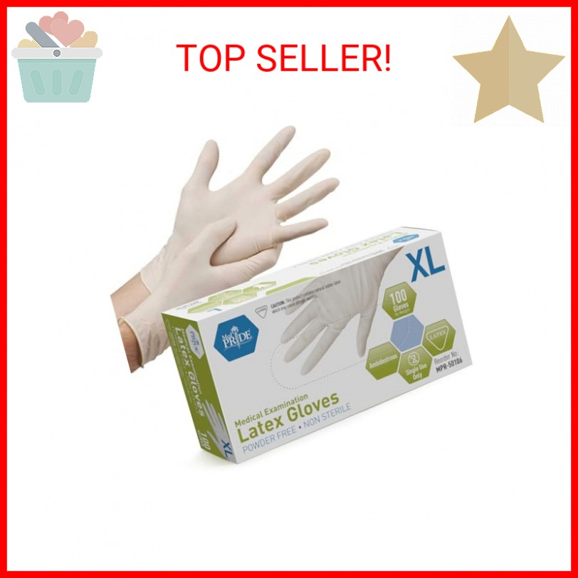 MED PRIDE Medical Latex Examination Gloves (X-Large, 100-Count) Ultra-Strong 5 m