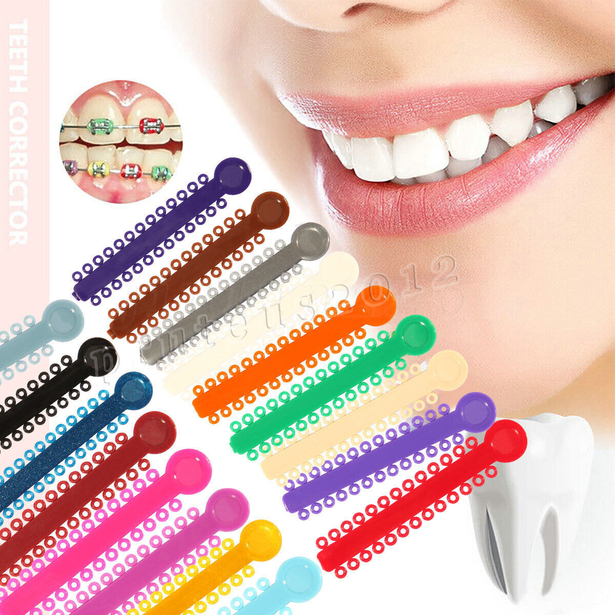 1040pcs Dental Orthodontic Ligature Ties Braces Elastic Rubber Bands 47 Colors