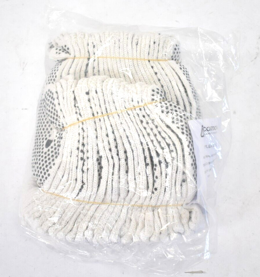 Lot of 12 Pairs Cordova String Knit Gloves PVC Dotted 2 Sided Large Size 3851L