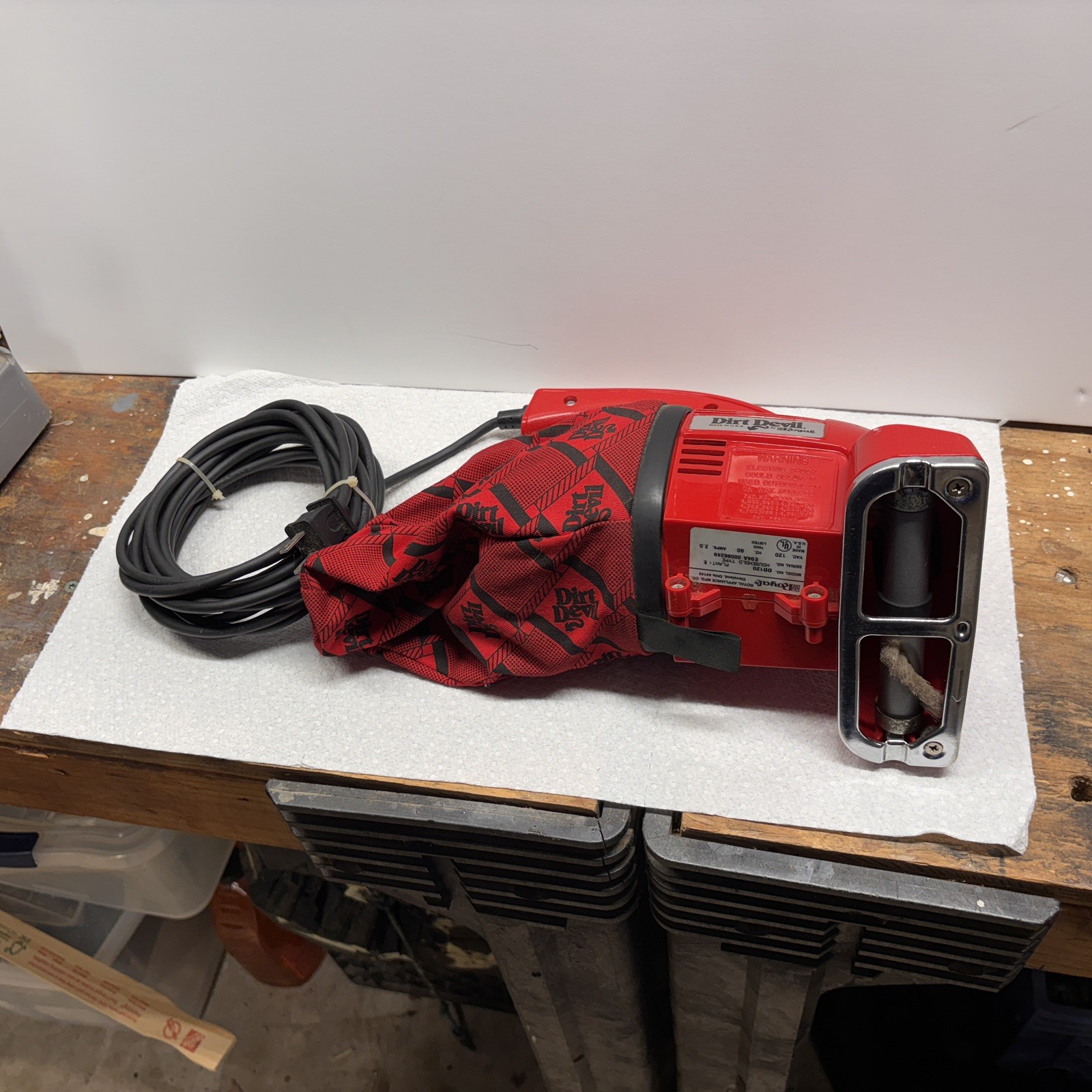 Dirt Devil Model DD120 Corded Electric Hand Vac 2 Amp Bagged Red Vacuum Cleaner