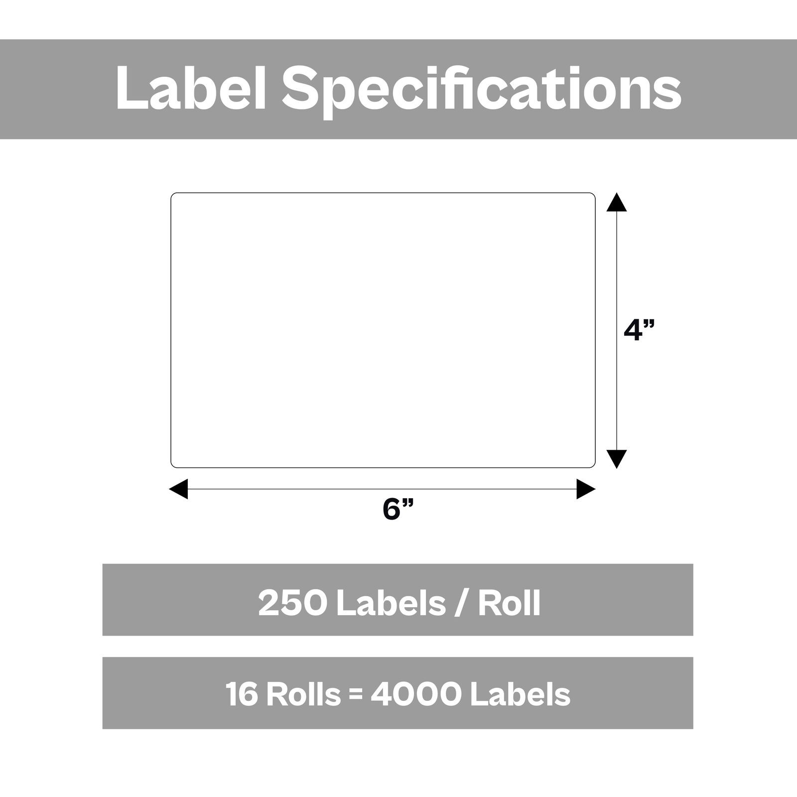 16 Rolls/250 Labels per Roll 4″x6″ Direct Thermal Shipping Labels White Color