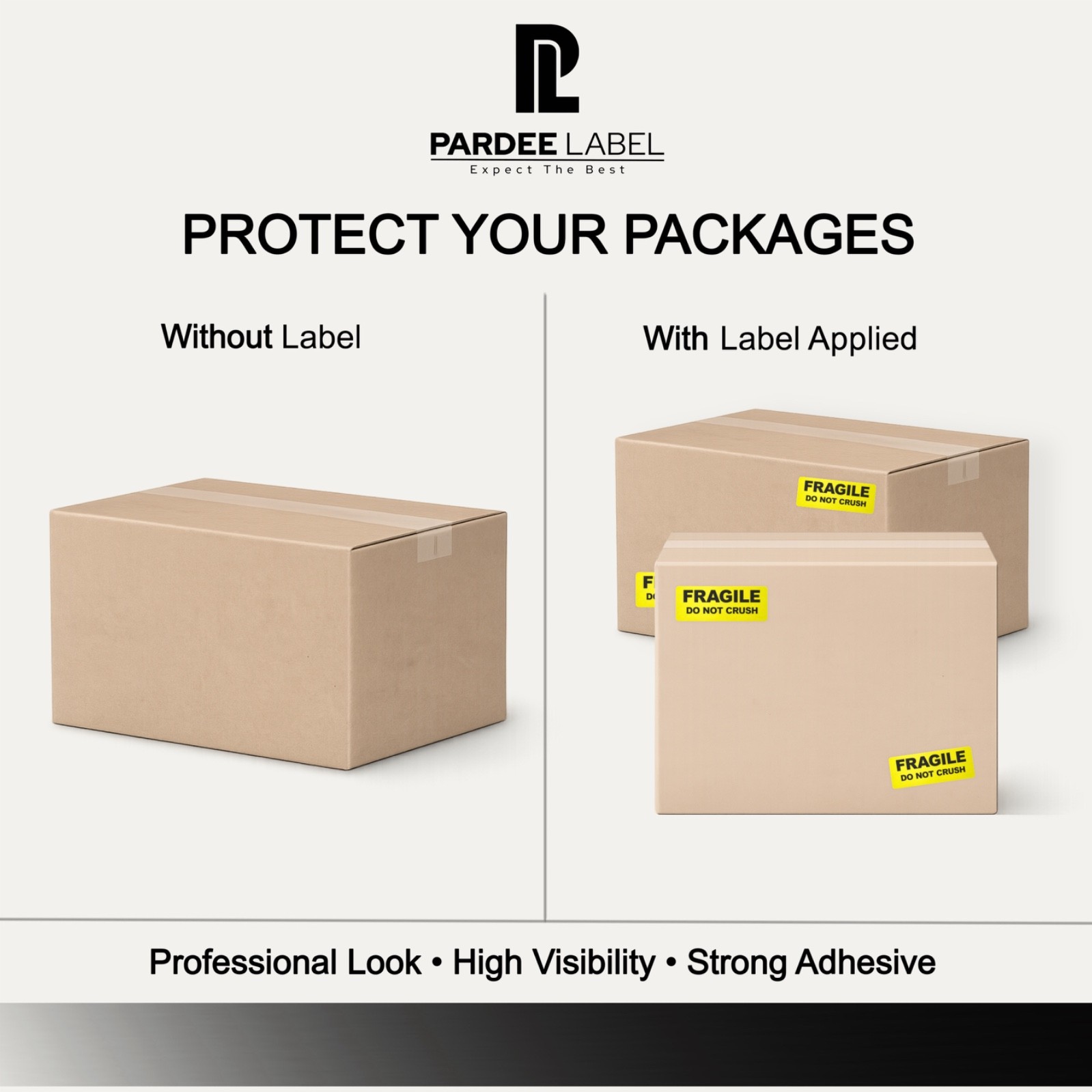 Neon Yellow Fragile Do Not Crush Stickers 1” x 3” – 250 Labels per Roll
