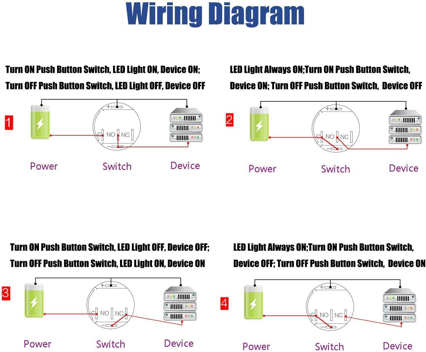 Latching Pushbutton Switch 16Mm 5/8″ 12V-24V 5A Power Angel Eye LED Light