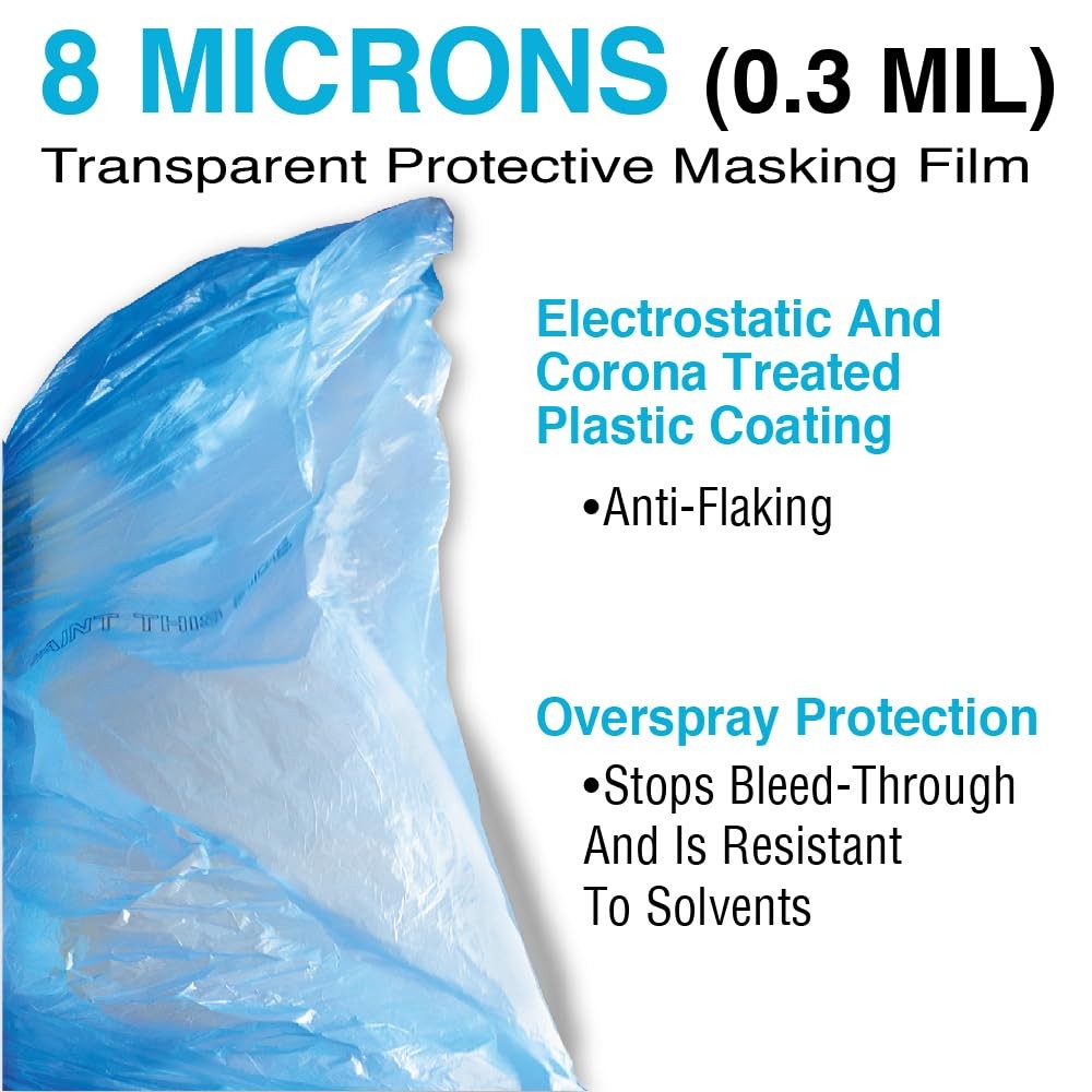 LAUCO MAXIFILM 16ft x 350 ft Roll of Blue Overspray Paintable Plastic Sheeting
