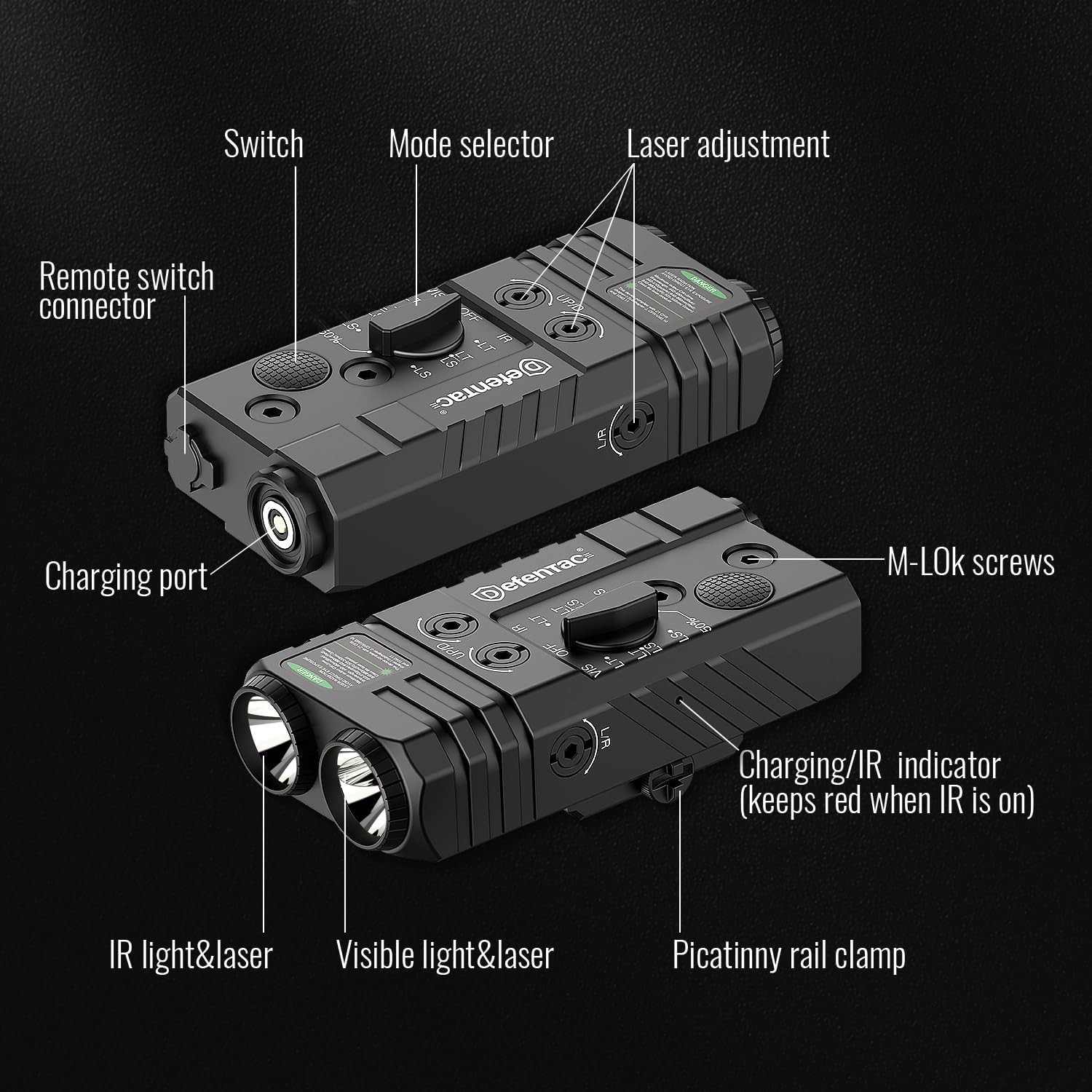 DEFENTAC Green/IR Laser and 4-IN-1 Combo, Light Combo