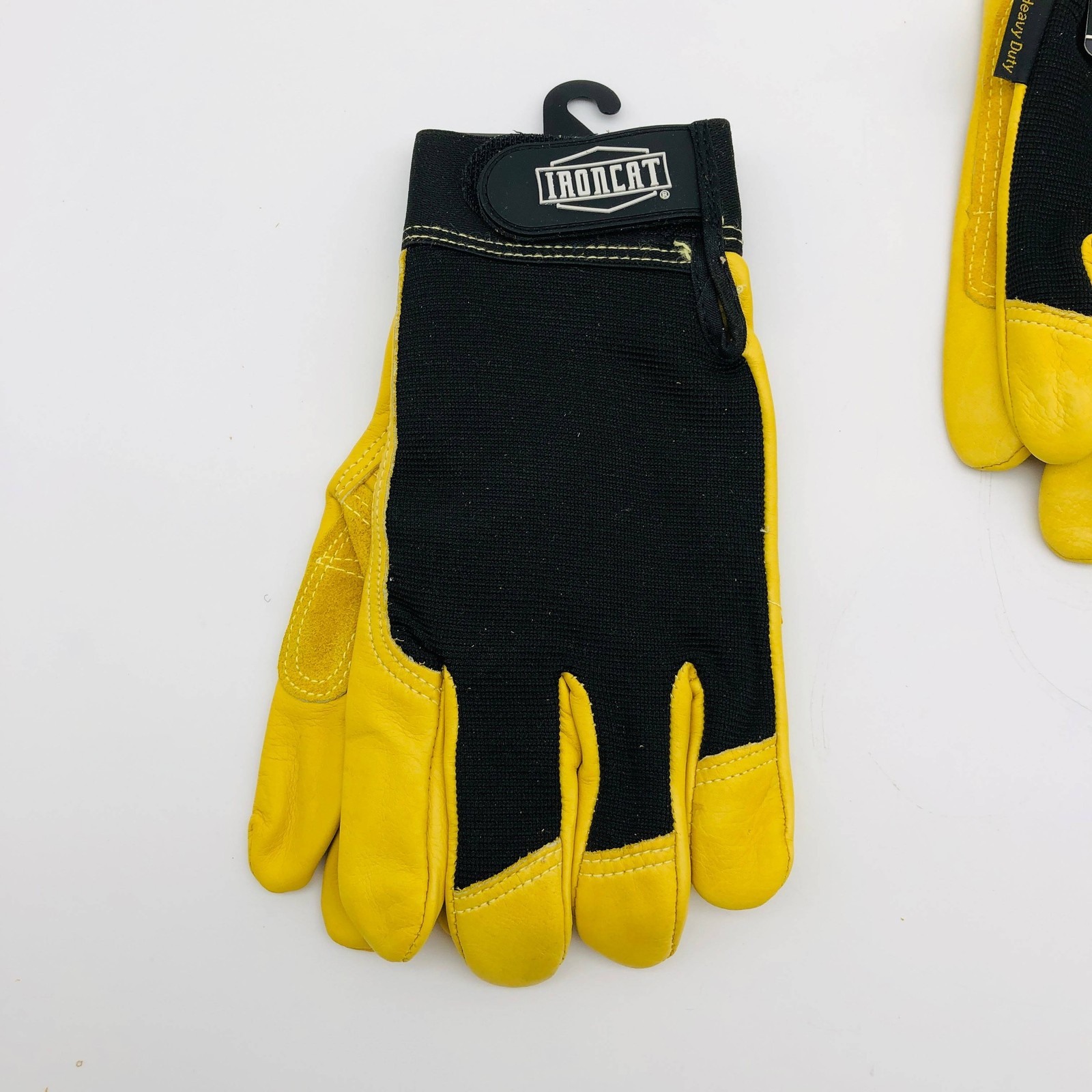 Ironcat 86350 Cowhide Leather Gloves Medium Hvy Duty Mechanics Hook Loop 3 Pairs