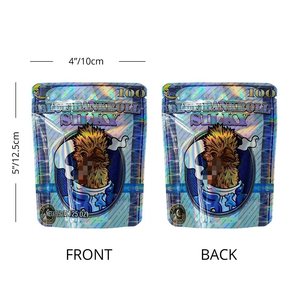 3.5g Mylar Bag Stand Up Zip Seal Bags Mixed Pack Holographic Bag 100pcs