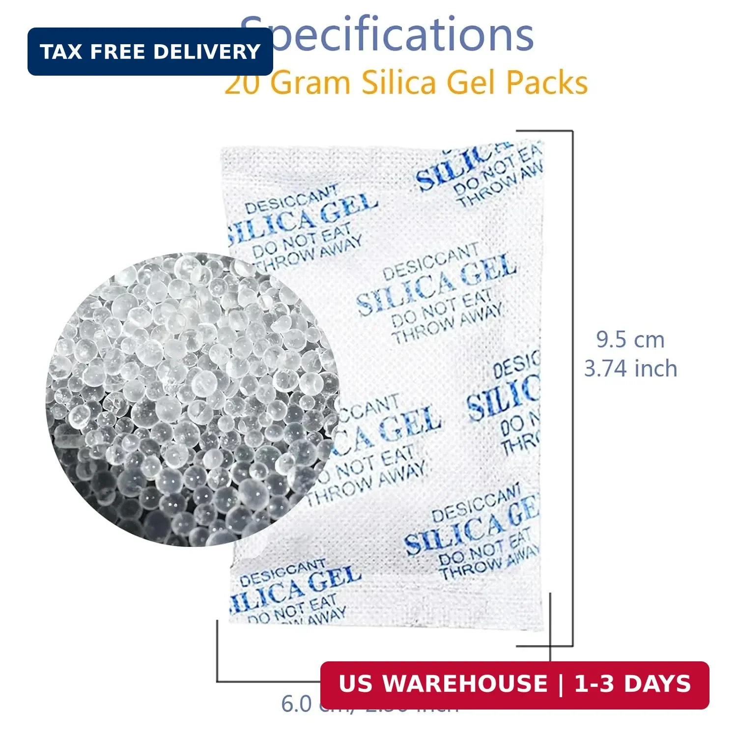 Silica Gel Packets 20 Gram 15 Pcs Desiccant Moisture Absorber Packs