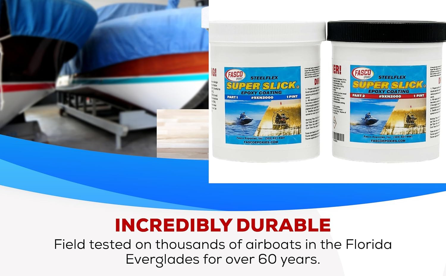 Super Slick 2000 Epoxy Bottom Coating for Airboats, Jet Ski’S, Etc.: Quart Kit